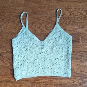 American Eagle Outfitters Mint Crochet V-Neck Spaghetti Strap Cami
